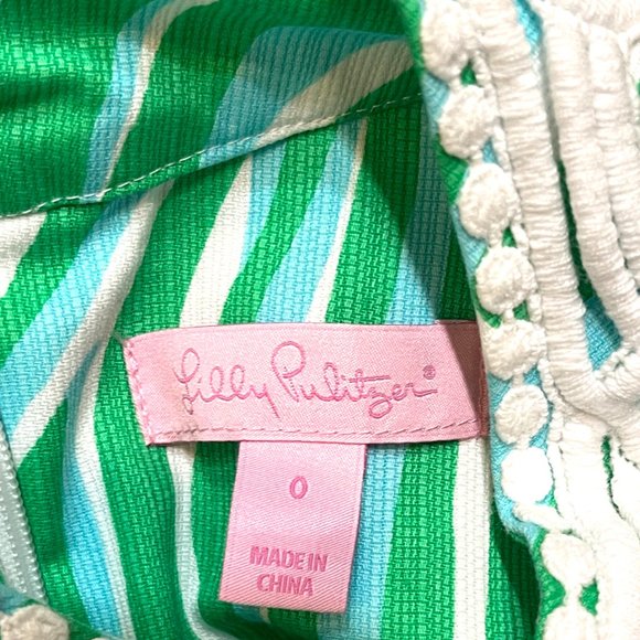 Lilly Pulitzer Dress 0 Alexa Resort White Blue Green Finders Keepers Sleeveless - Picture 7 of 10